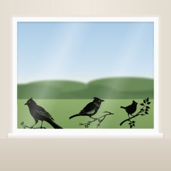 Kuifvogel muurstickers set als raamstickers op het raam