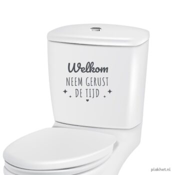 wc sticker welkom donkergrijs