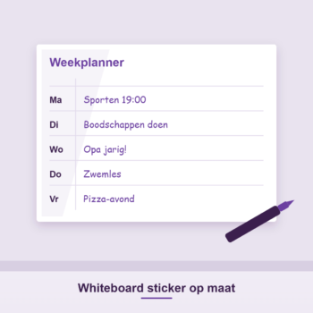 Whiteboard sticker op de muur met weekplanner